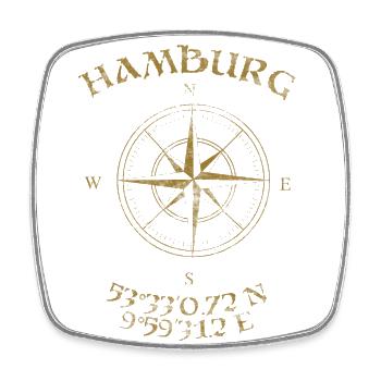 Kompass GPS Koordinaten Hamburg - Viereckiger Kühlschrankmagnet - Weiß - Vorne