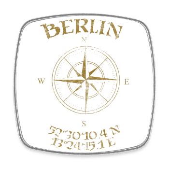 Compass coordinates Berlin - Square fridge magnet - white - Front