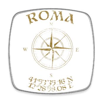 Boussole Coordonnées GPS Roma - Magnet carré - blanc - Devant