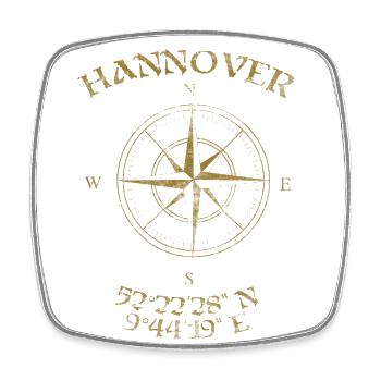 Kompass GPS Koordinaten Hannover - Viereckiger Kühlschrankmagnet - Weiß - Vorne