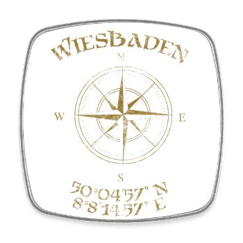 Kompass GPS Koordinaten Wiesbaden - Viereckiger Kühlschrankmagnet - Weiß - Vorne