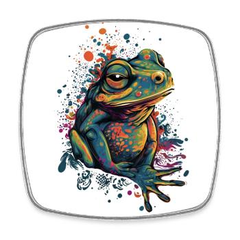 Trippy Frog - Psychedelic Motif - Square fridge magnet - white - Front