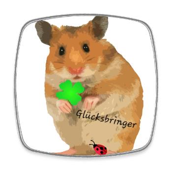 Lucky charm hamster brings good luck - Square fridge magnet - white - Front