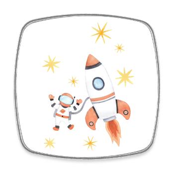 aquarelle spaceman - Magnet carré - blanc - Devant