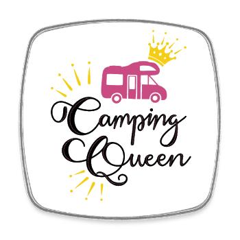Camping Queen Camping-car - Magnet carré - blanc - Devant