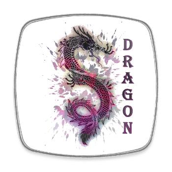 DRAGON DRACHE - Square fridge magnet - white - Front