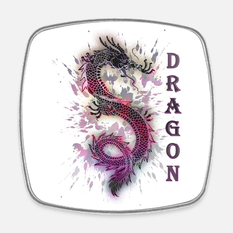 DRAGON DRACHE - Magnet carré - blanc