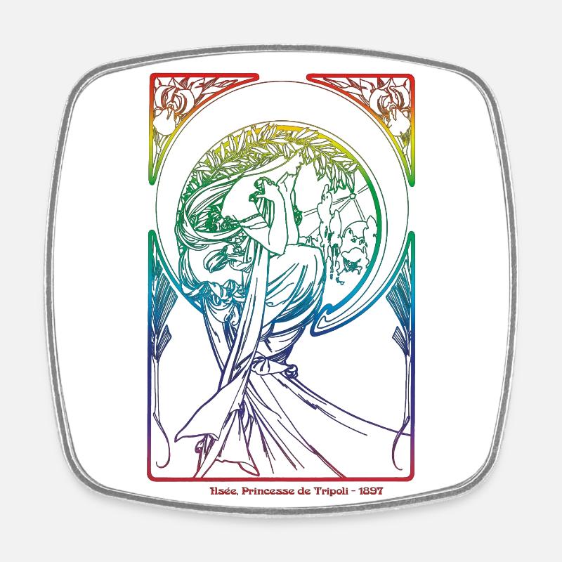 Alfons Mucha - Viereckiger Kühlschrankmagnet - Weiß