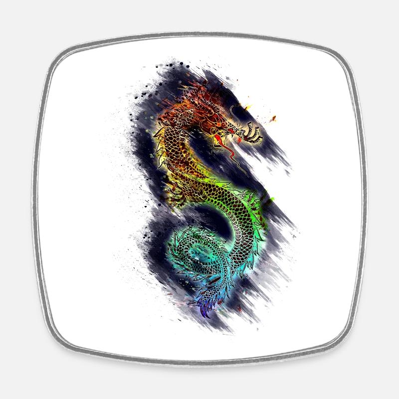 Drache Dragon - Viereckiger Kühlschrankmagnet - Weiß