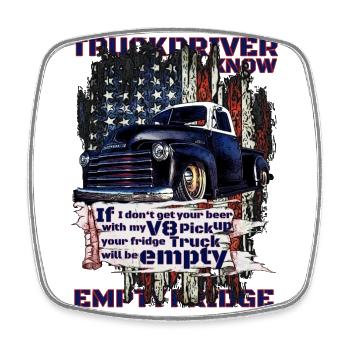 V8 Camion American Flag Beer Transporter - Magnet carré - blanc - Devant
