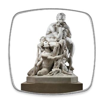 Ugolino and His Sons, Marmor Statue, Jean-baptiste - Viereckiger Kühlschrankmagnet - Weiß - Vorne