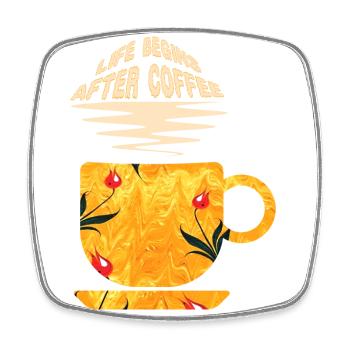 life begins after coffee e 271 - Square fridge magnet - white - Front