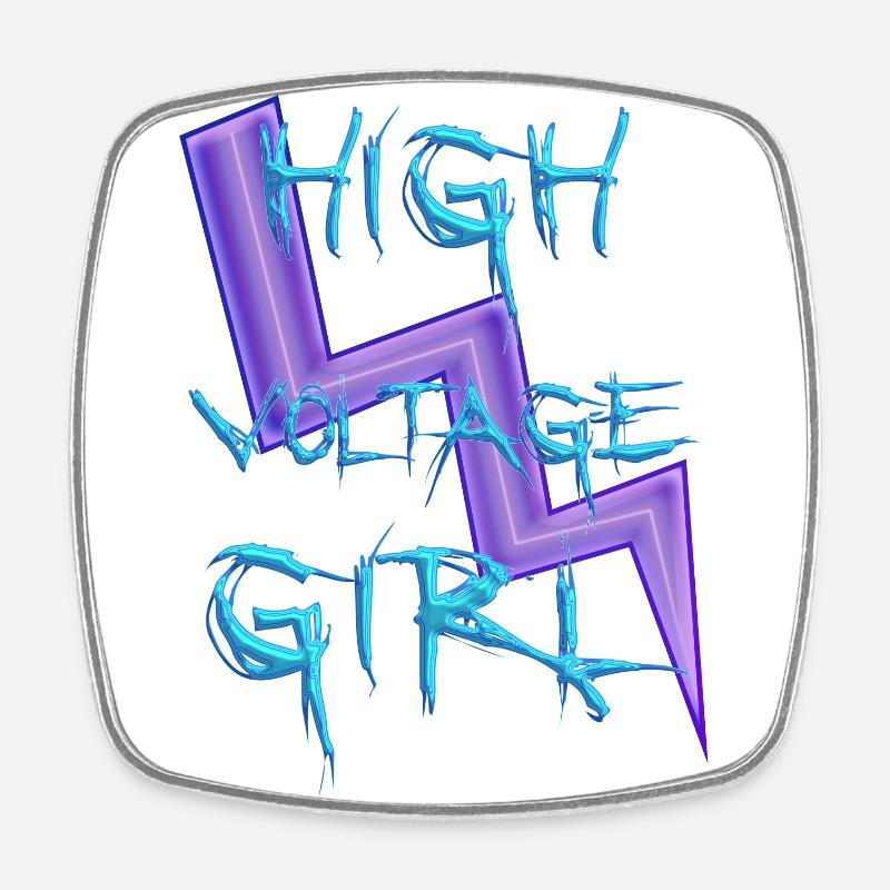 High Voltage Girl - Square fridge magnet - white