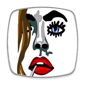 Augen auf Model Gesicht mit roten Lippen - Viereckiger Kühlschrankmagnet - Weiß - Vorne