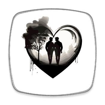 COLLE DE LA SAINT-VALENTIN, 2 HOMMES AMOUREUX 2024, GAY - Magnet carré - blanc - Devant