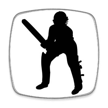 Batteur de cricket Noir - Magnet carré - blanc - Devant