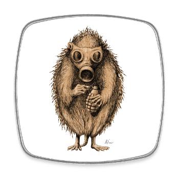 Igel Rebellion III - Viereckiger Kühlschrankmagnet - Weiß - Vorne