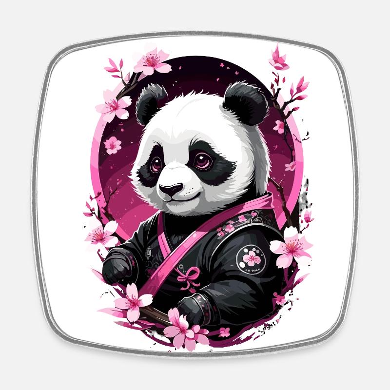 Panda japan pink asia - Square fridge magnet - white