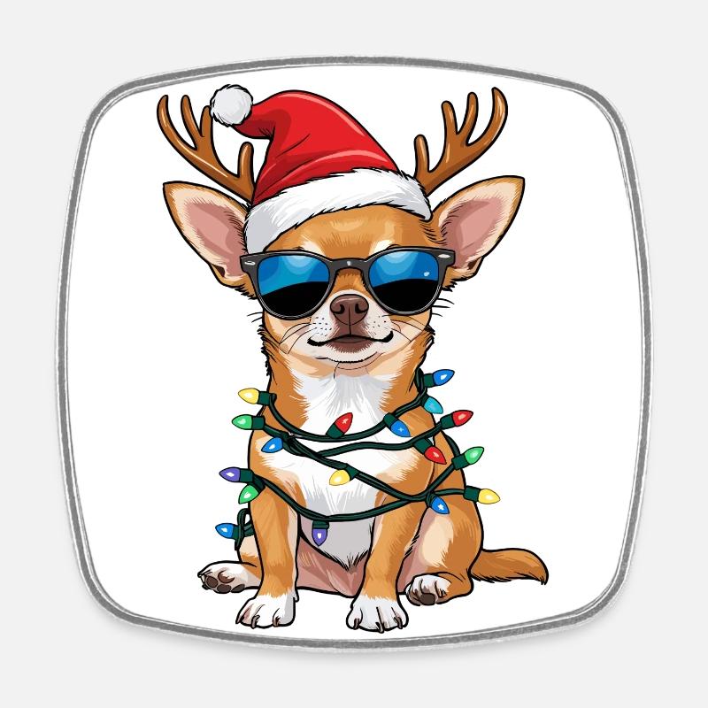 Christmas Chihuahua - Square fridge magnet - white