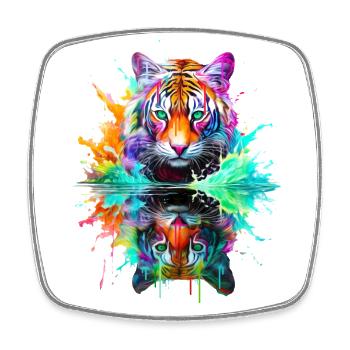 Bemalte Tiger-Reflexion - Viereckiger Kühlschrankmagnet - Weiß - Vorne
