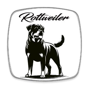 Fier de mon Rottweiler – la force avec le cœur - Magnet carré - blanc - Devant