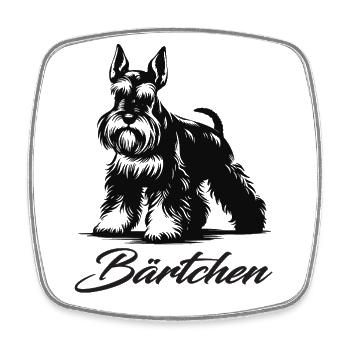 Conception du schnauzer nain – Petit, intelligent et courageux - Magnet carré - blanc - Devant