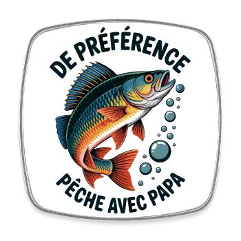 Pêche avec papa T-shirt de pêche pour enfants - Magnet carré - blanc - Devant