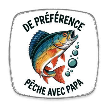 Pêche avec papa, aventures avec papa - Magnet carré - blanc - Devant