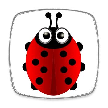 Ladybird (ladybug) 01 - Square fridge magnet - white - Front