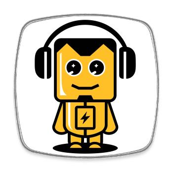 Funny Robot 03 - Square fridge magnet - white - Front