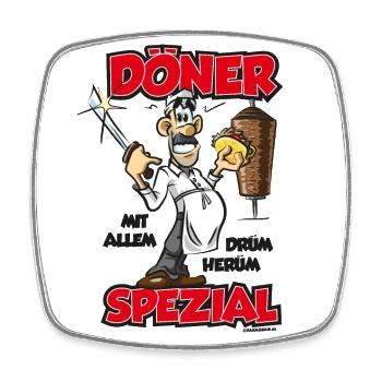 Döner Kebab Spezial Geschenkidee Spruch Comic - Viereckiger Kühlschrankmagnet - Weiß - Vorne