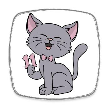 11 ans fille drôle chat 11ème anniversaire - Magnet carré - blanc - Devant