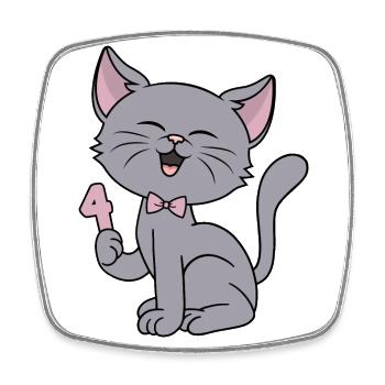4 years old girl funny cat 4th birthday - Square fridge magnet - white - Front