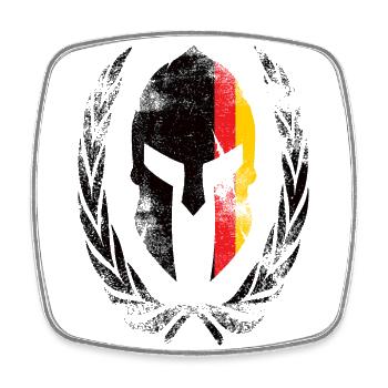 Spartaner Helm Deutsche Flagge - Viereckiger Kühlschrankmagnet - Weiß - Vorne