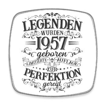 Jahrgang 1957 geboren Legenden Geburtstag Geschenk - Viereckiger Kühlschrankmagnet - Weiß - Vorne