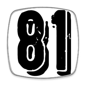 81 number jersey - Square fridge magnet - white - Front