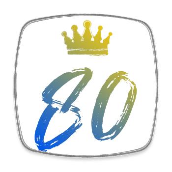 80 Zahl Krone - Viereckiger Kühlschrankmagnet - Weiß - Vorne