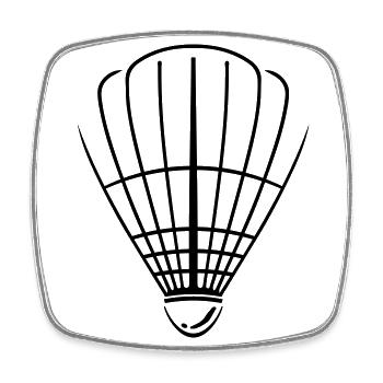Symbole de badminton - Magnet carré - blanc - Devant