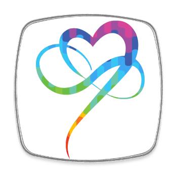 Poly Love Heart - Infinity Herz - Viereckiger Kühlschrankmagnet - Weiß - Vorne