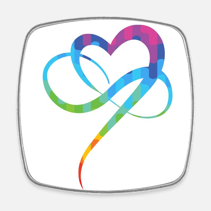 Poly Love Heart - Infinity Herz - Magnet carré - blanc