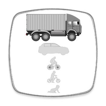 Camion porte-conteneurs Evolution - Magnet carré - blanc - Devant