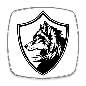 Wolf Wappen Silhouette - Viereckiger Kühlschrankmagnet - Weiß - Vorne