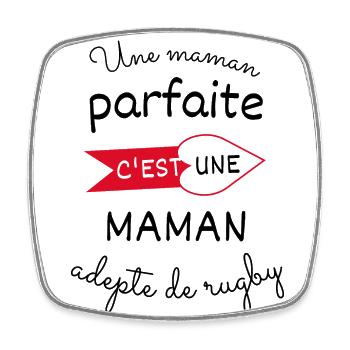 Une maman parfaite c est une maman adepte de rugby - Magnet carré - blanc - Devant