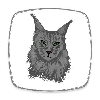 Maine Coon Cat - Square fridge magnet - white - Front