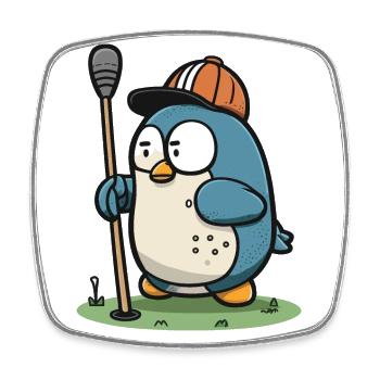 Golf Pro Pinguin - Viereckiger Kühlschrankmagnet - Weiß - Vorne