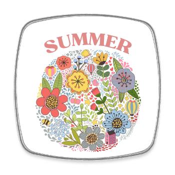 Blumensommer - Viereckiger Kühlschrankmagnet - Weiß - Vorne
