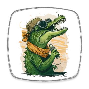 Croc Harmonicist - Square fridge magnet - white - Front