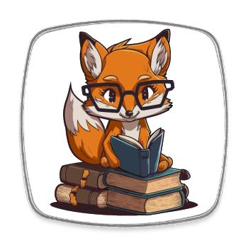 Intelligenter Fuchs - Viereckiger Kühlschrankmagnet - Weiß - Vorne
