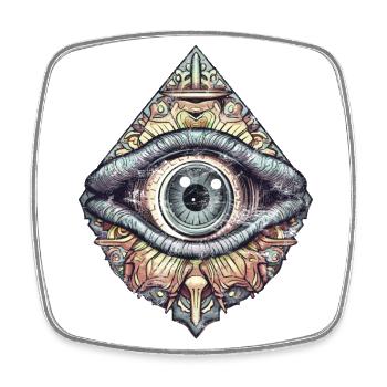 Œil qui voit tout Illuminati Symbole Rétro Vintage - Magnet carré - blanc - Devant