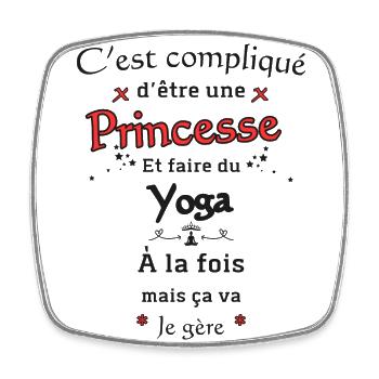 Princesse Et Yoga - Magnet carré - blanc - Devant